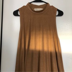 Vintage Havana Faux Suede A-Line Mock Neck Dress